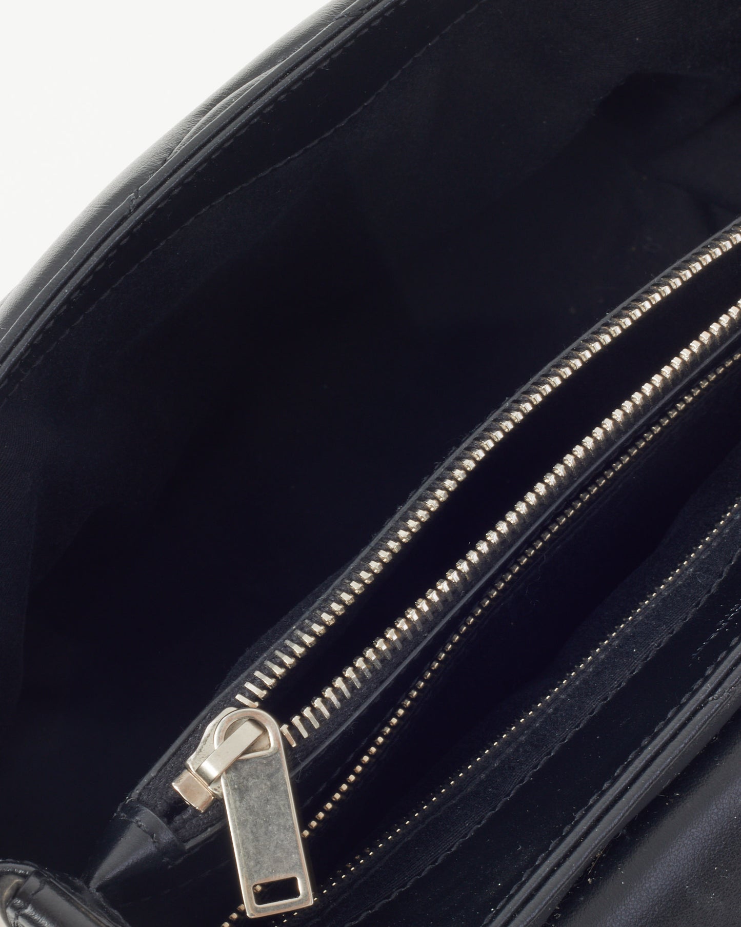 Saint Laurent Black Chevron Leather Medium Loulou Shoulder Bag SHW