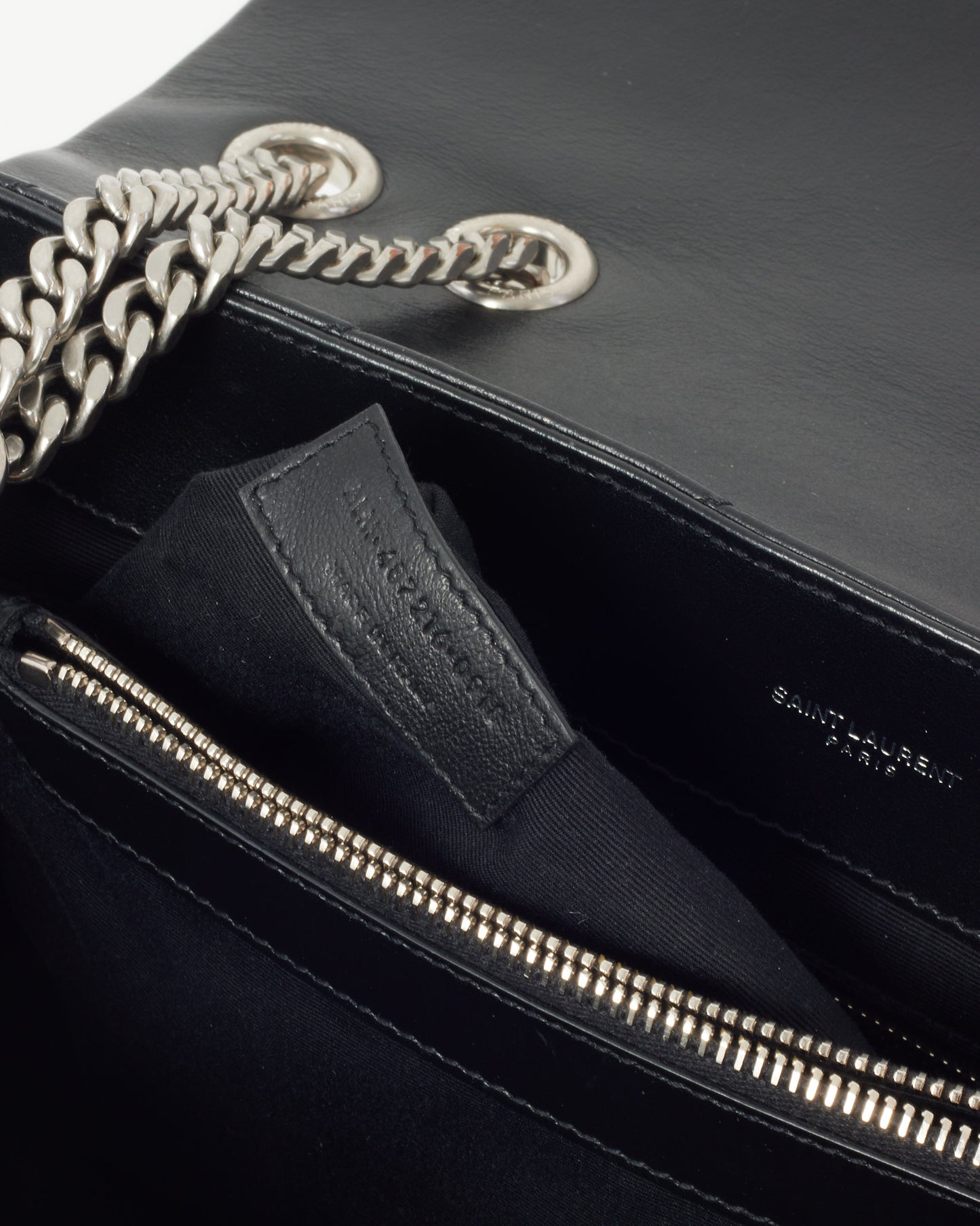 Saint Laurent Black Chevron Leather Medium Loulou Shoulder Bag SHW