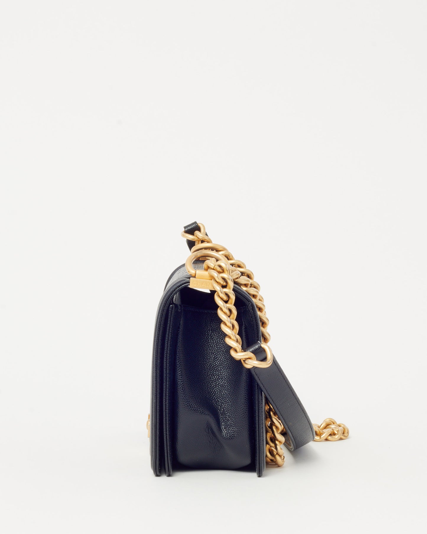 Chanel Black Quilted Caviar Leather Medium Boy Bag GHW