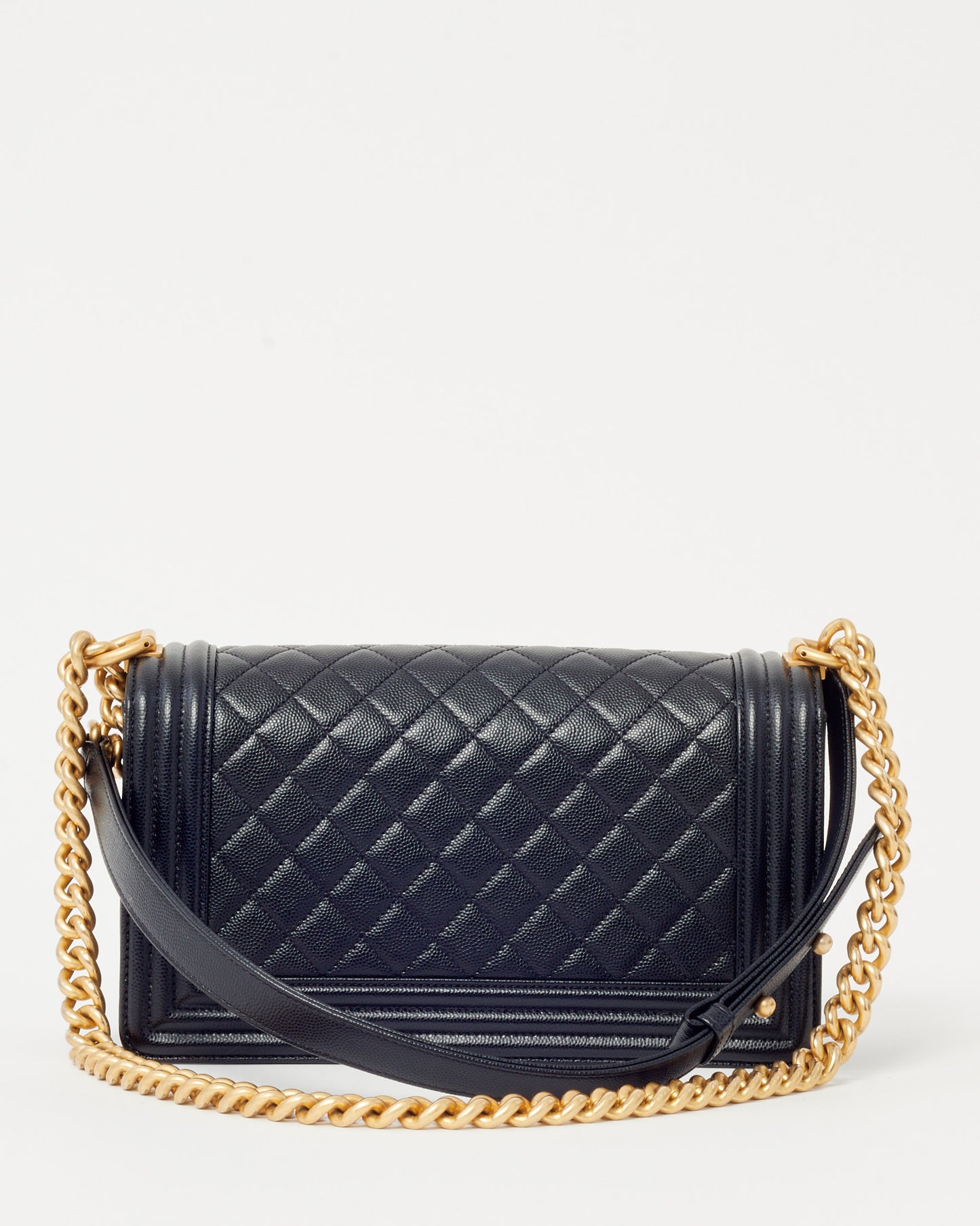 Chanel Black Quilted Caviar Leather Medium Boy Bag GHW