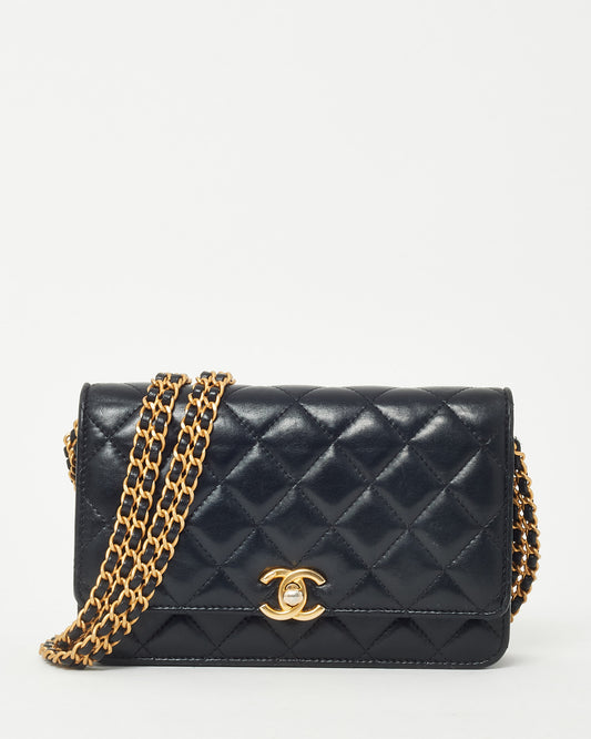 Chanel Black Quilted Lambskin Leather CC You Chain WOC Wallet on Chain Crossbody Bag GHW