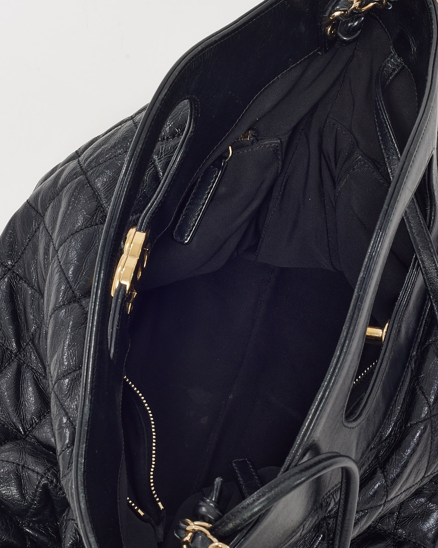 Chanel Black Aged Quilted Calfskin Leather Large Chanel 31 Bag GHW