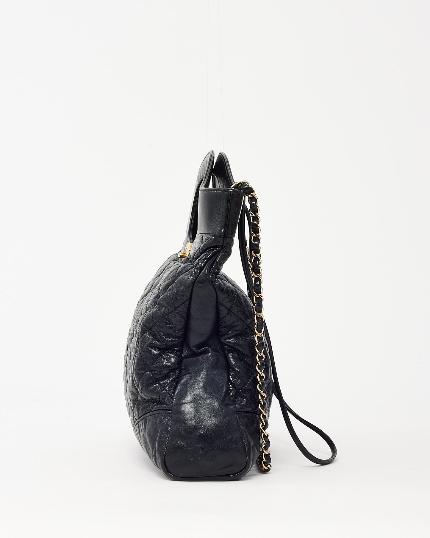 Chanel Black Aged Quilted Calfskin Leather Large Chanel 31 Bag GHW