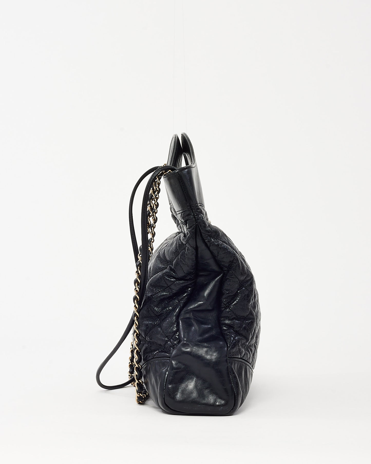Chanel Black Aged Quilted Calfskin Leather Large Chanel 31 Bag GHW