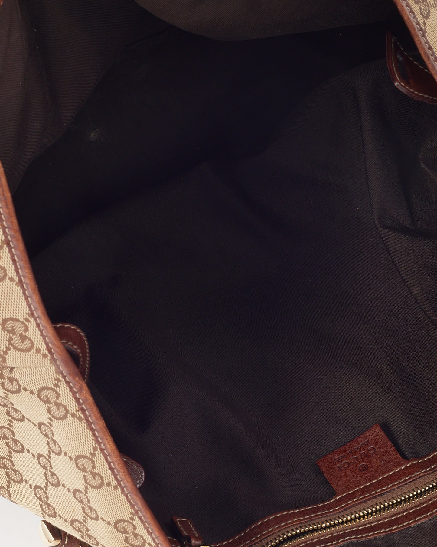 Gucci Brown Leather and Beige/Brown GG Monogram Canvas Medium Pelham Hobo Shoulder Bag