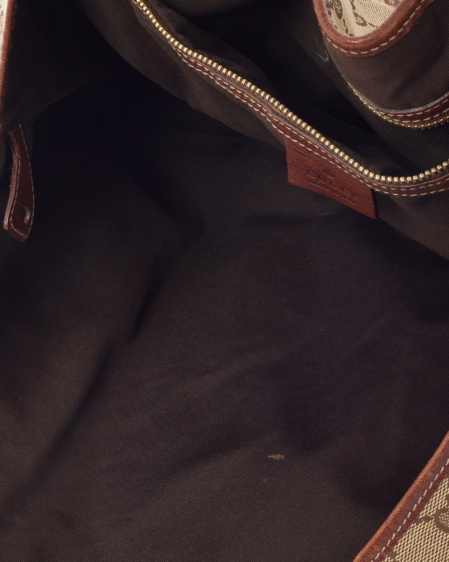 Gucci Brown Leather and Beige/Brown GG Monogram Canvas Medium Pelham Hobo Shoulder Bag