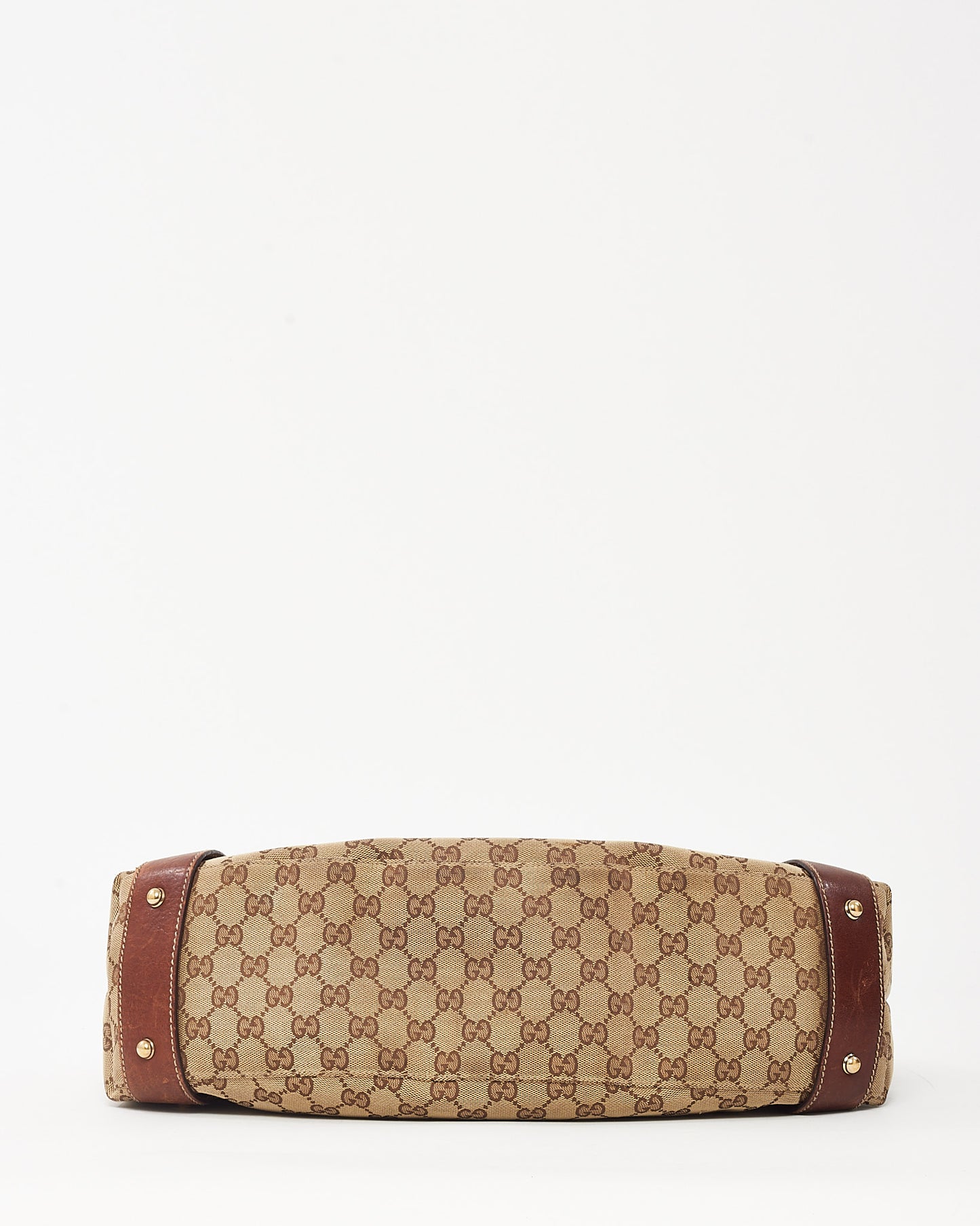 Gucci Brown Leather and Beige/Brown GG Monogram Canvas Medium Pelham Hobo Shoulder Bag