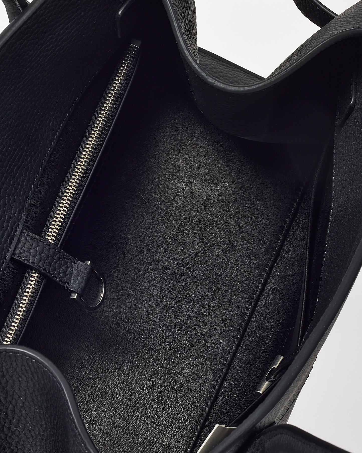 The Row Black Grained Leather Margaux 12 E/W Shoulder Bag