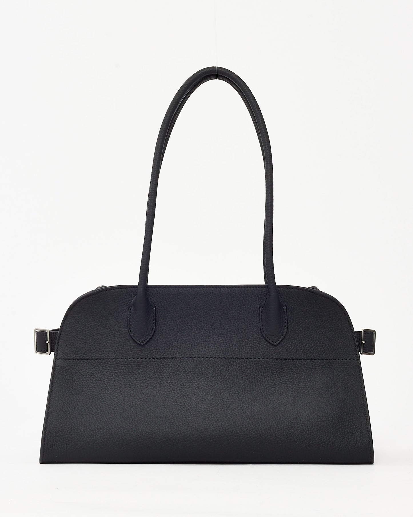 The Row Black Grained Leather Margaux 12 E/W Shoulder Bag