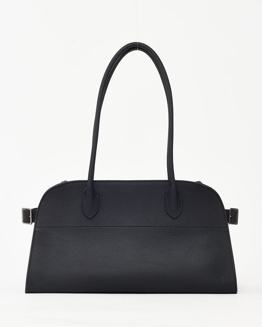 The Row Black Grained Leather Margaux 12 E/W Shoulder Bag