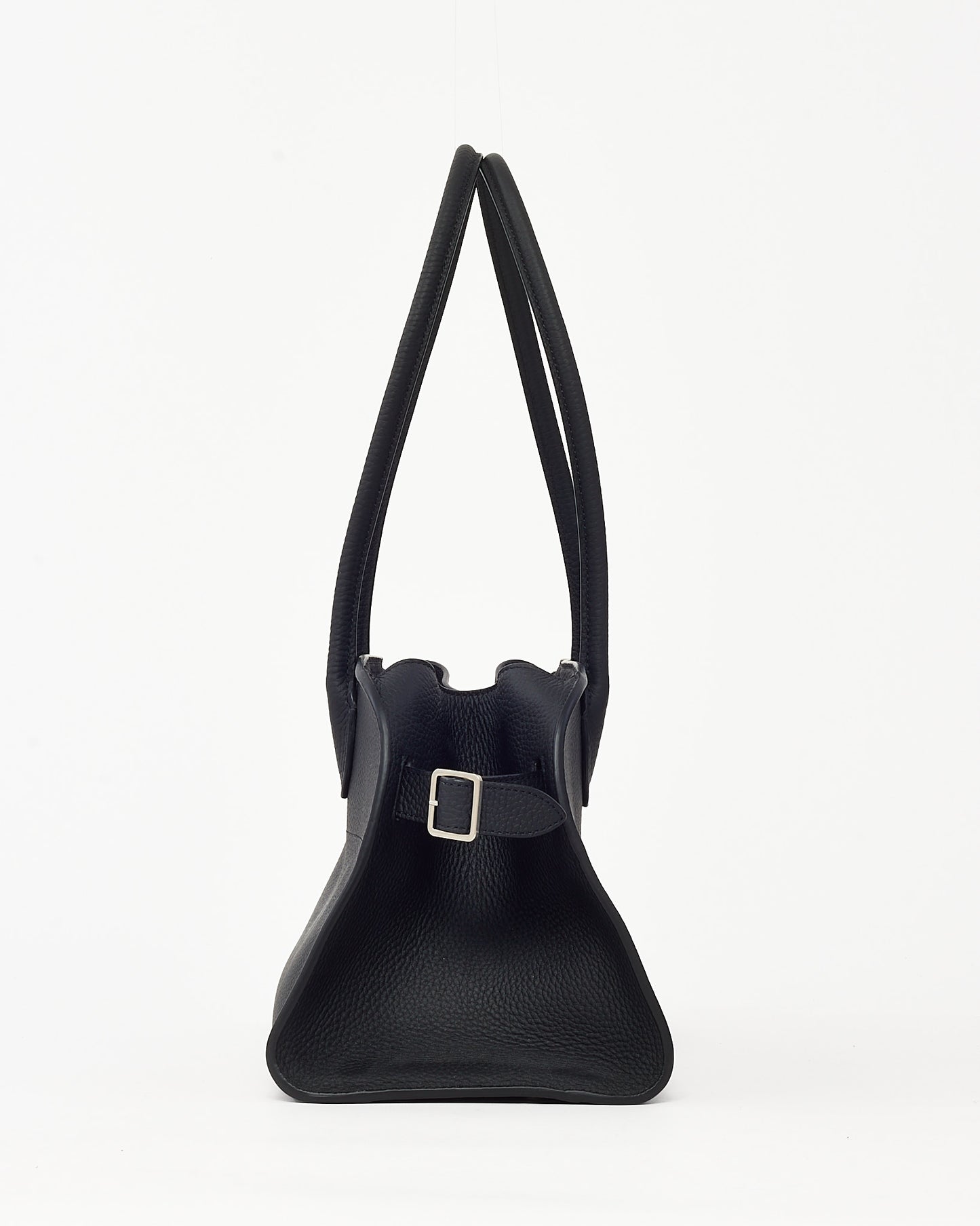 The Row Black Grained Leather Margaux 12 E/W Shoulder Bag