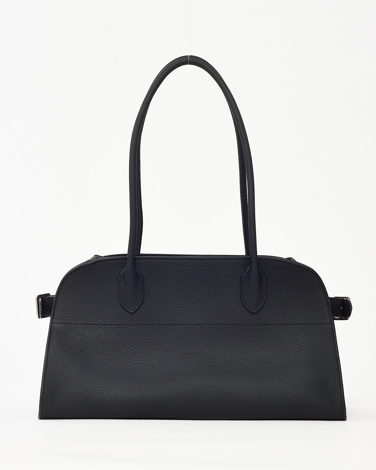 The Row Black Grained Leather Margaux 12 E/W Shoulder Bag
