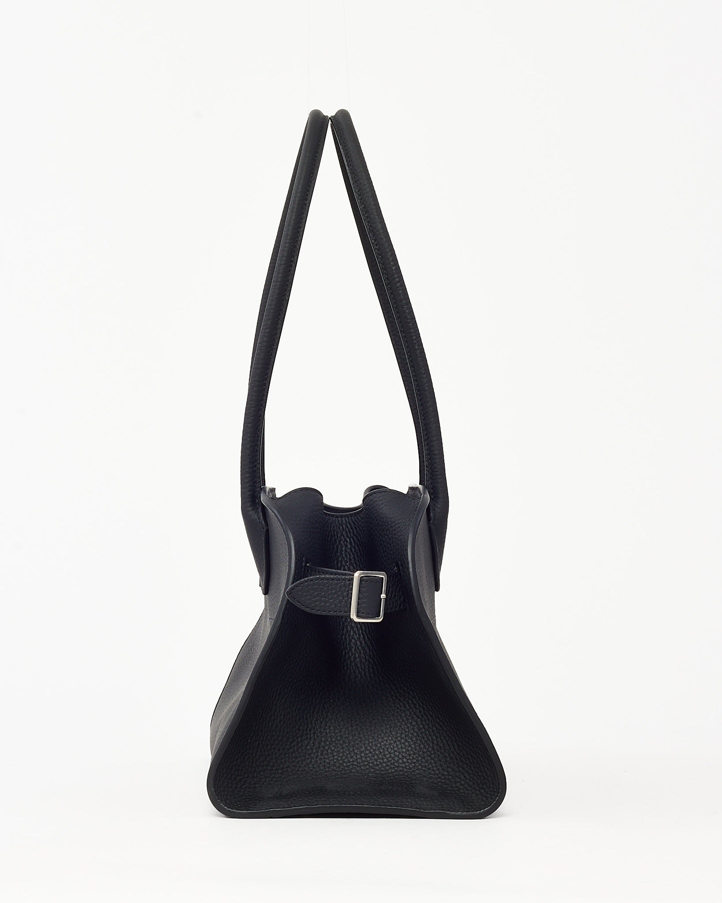 The Row Black Grained Leather Margaux 12 E/W Shoulder Bag