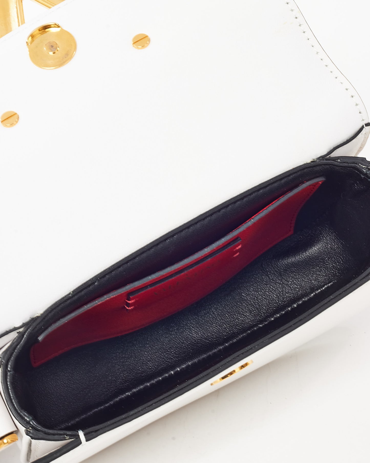 Valentino White Calfskin Leather Small SuperVee Logo Crossbody Bag
