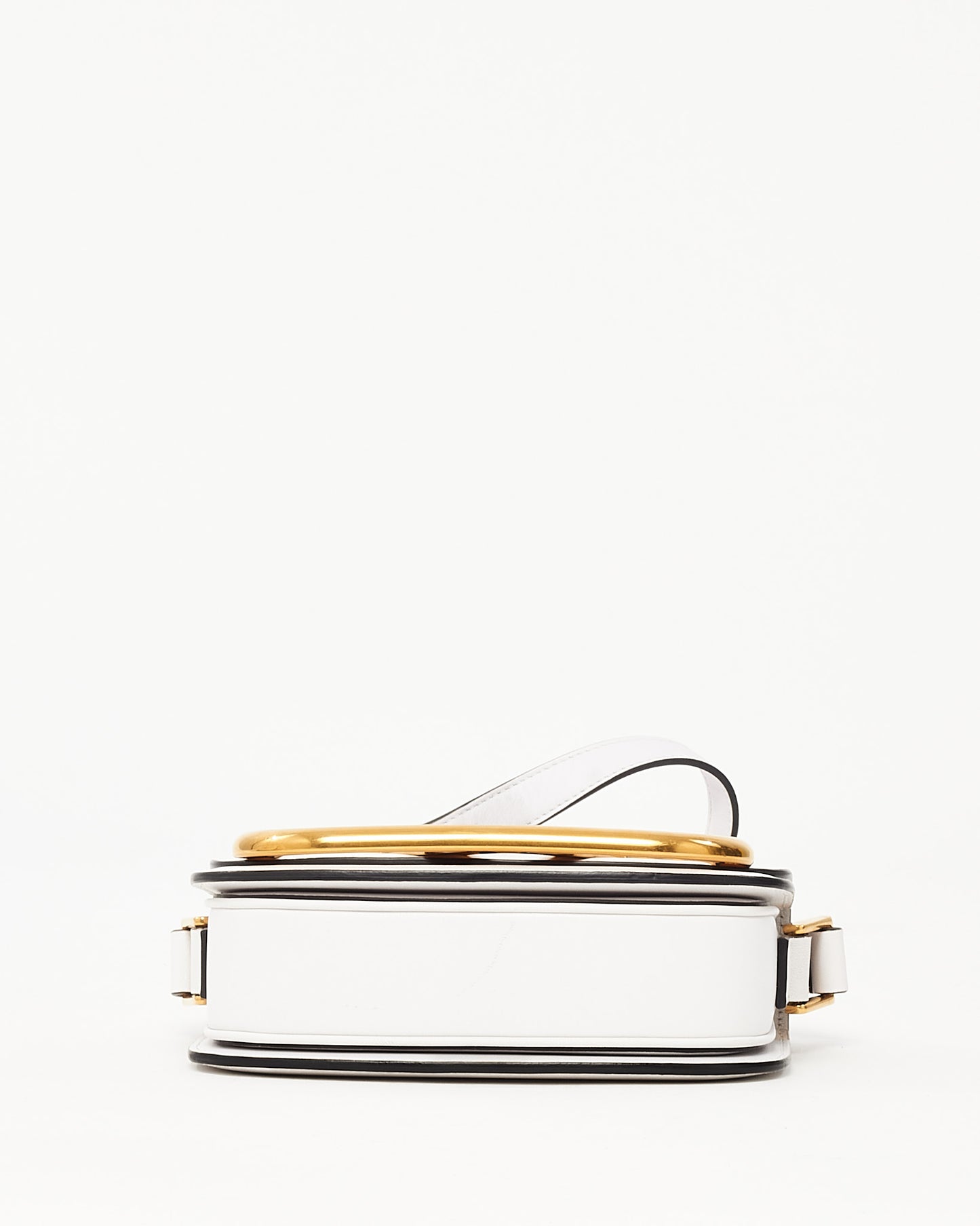 Valentino White Calfskin Leather Small SuperVee Logo Crossbody Bag