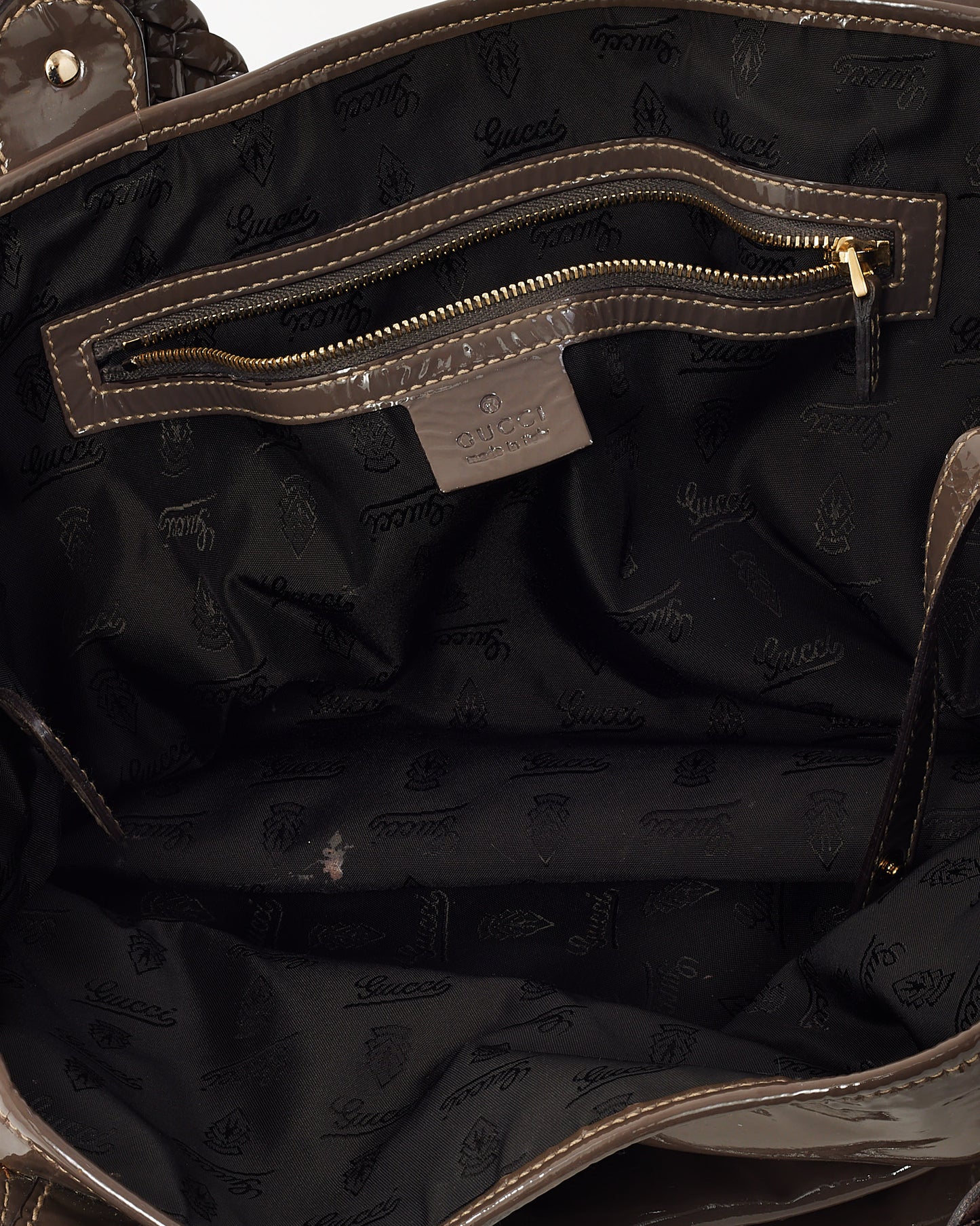 Gucci Grey Patent Leather Medium Pelham Hobo Shoulder Bag