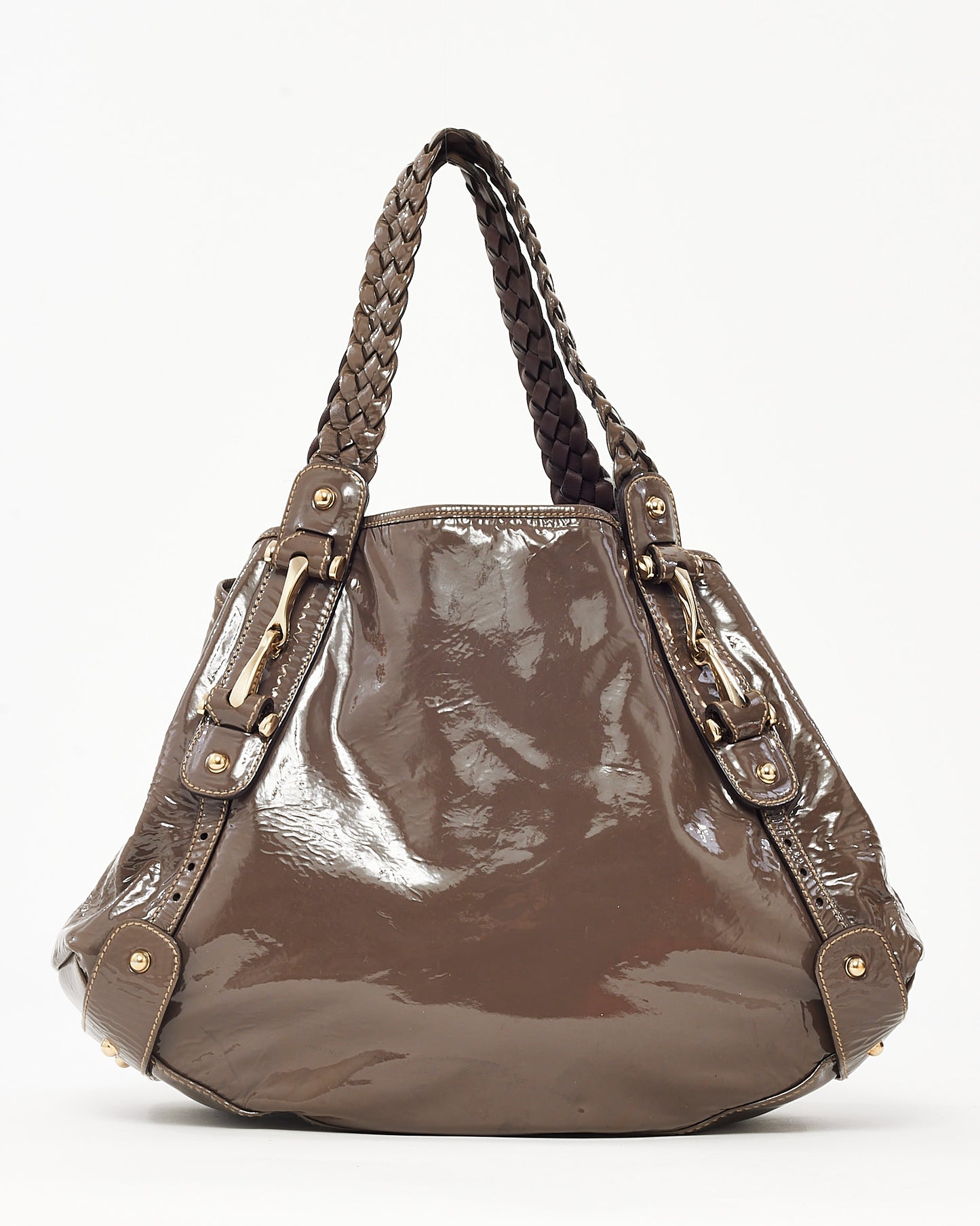 Gucci Grey Patent Leather Medium Pelham Hobo Shoulder Bag