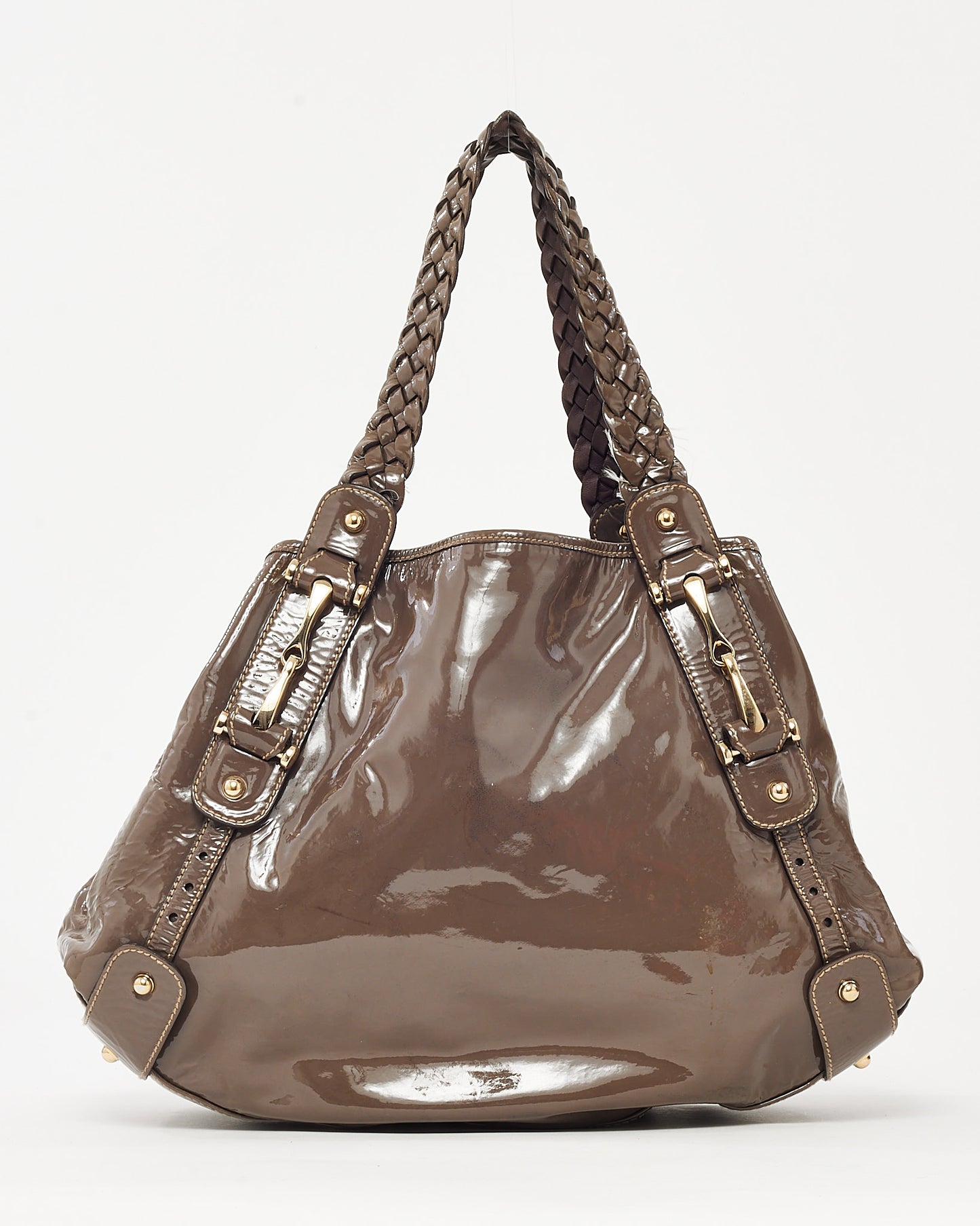 Gucci Grey Patent Leather Medium Pelham Hobo Shoulder Bag