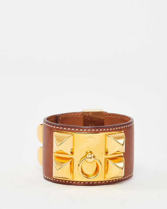 Hermès Brown (Gold) Leather GHW CDC Collier de Chien Bracelet - S