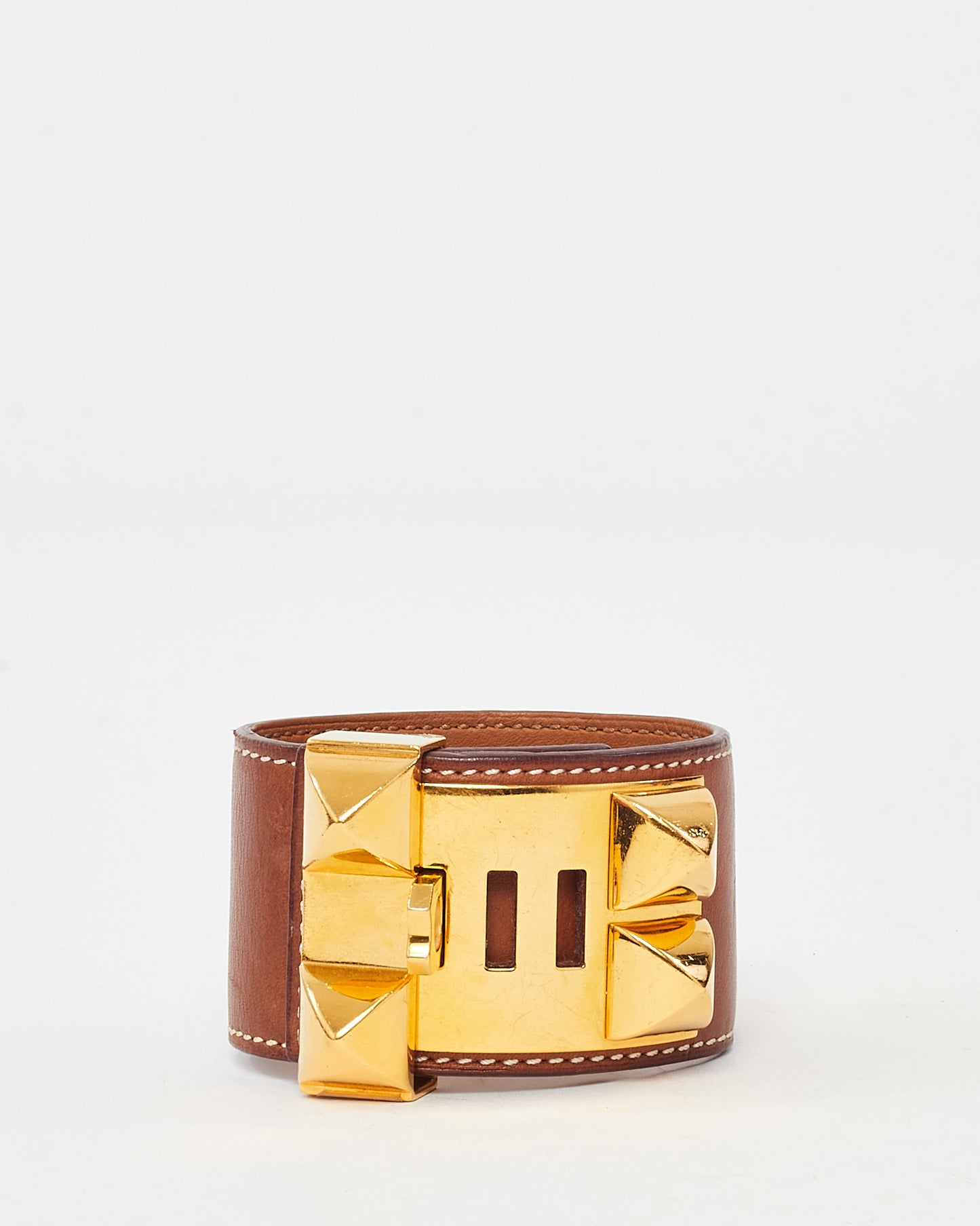 Hermès Brown (Gold) Leather GHW CDC Collier de Chien Bracelet - S