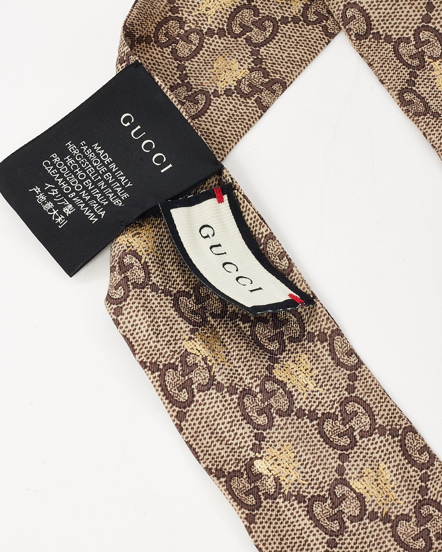 Gucci Black/Red and Monogram GG Bee Silk Twilly Scarf