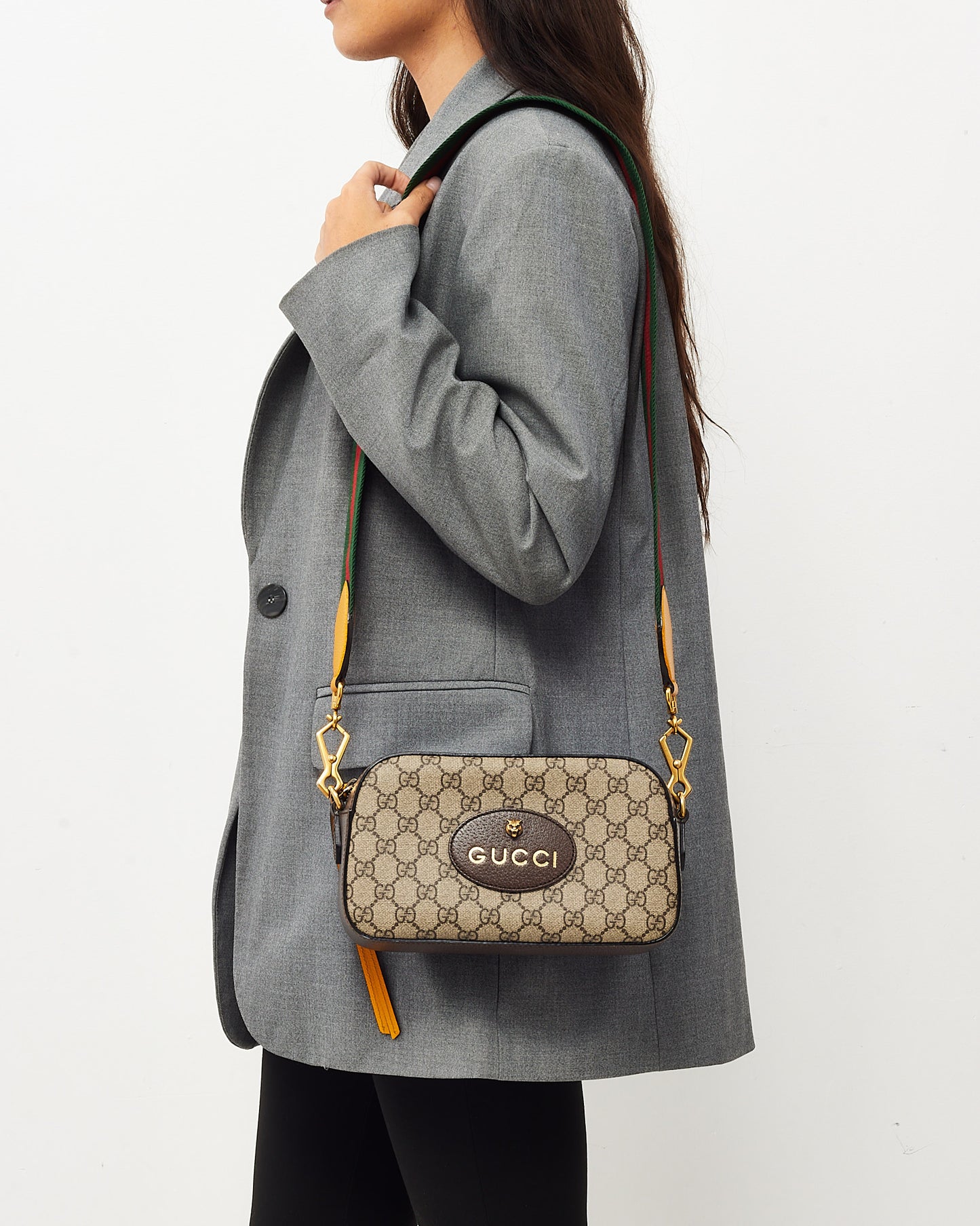 Gucci Beige and Brown GG Supreme Monogram Canvas Neo Vintage Web Camera Bag