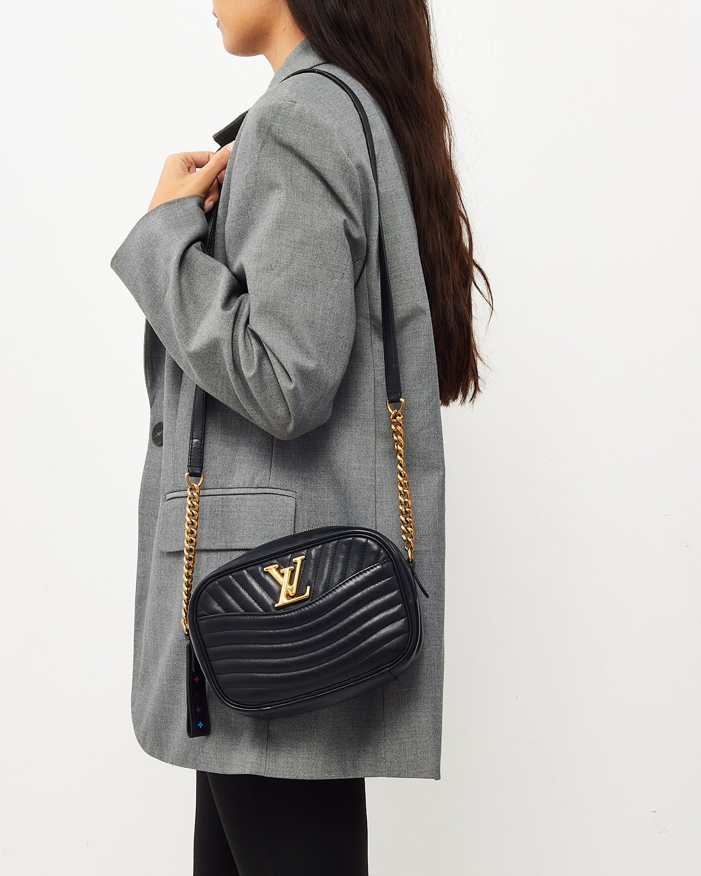 Louis Vuitton Black Calfskin Leather New Wave Camera Crossbody Bag