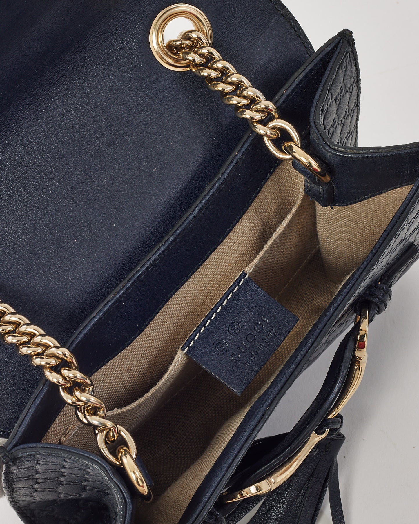 Sac bandoulière Gucci Emily WOC en cuir Microguccissima bleu