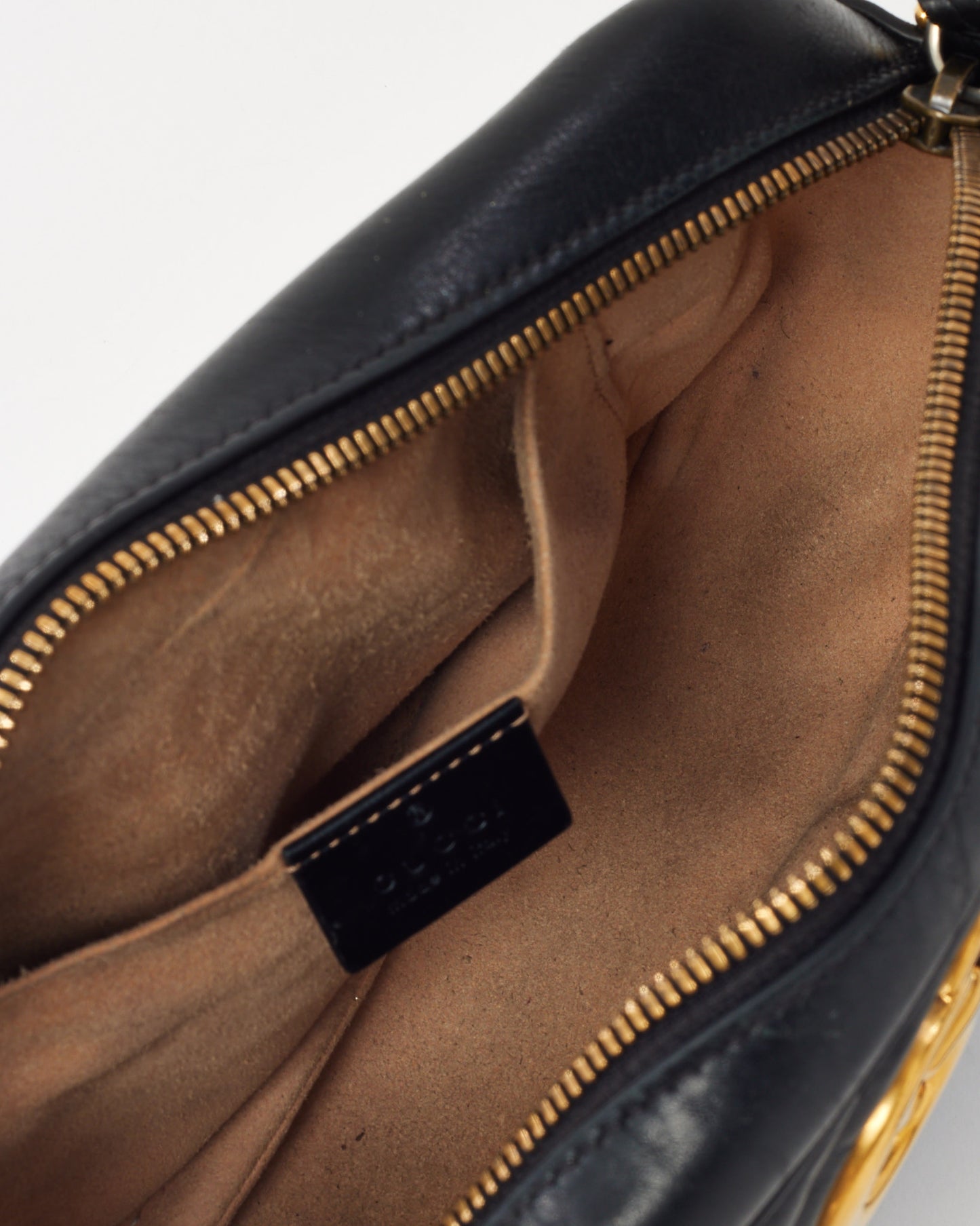 Gucci Black Matelassé Leather GG Marmont Small Camera Crossbody Bag