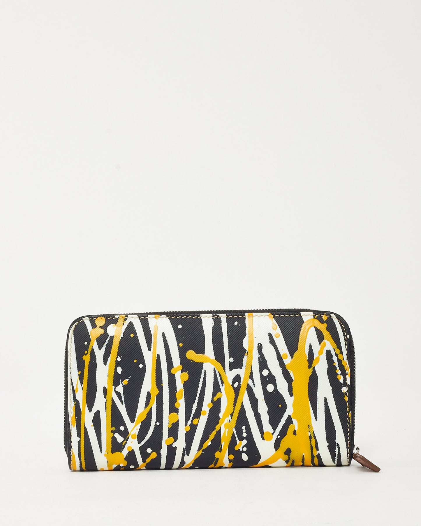 Portefeuille compact Burberry en cuir noir texturé avec logo doré