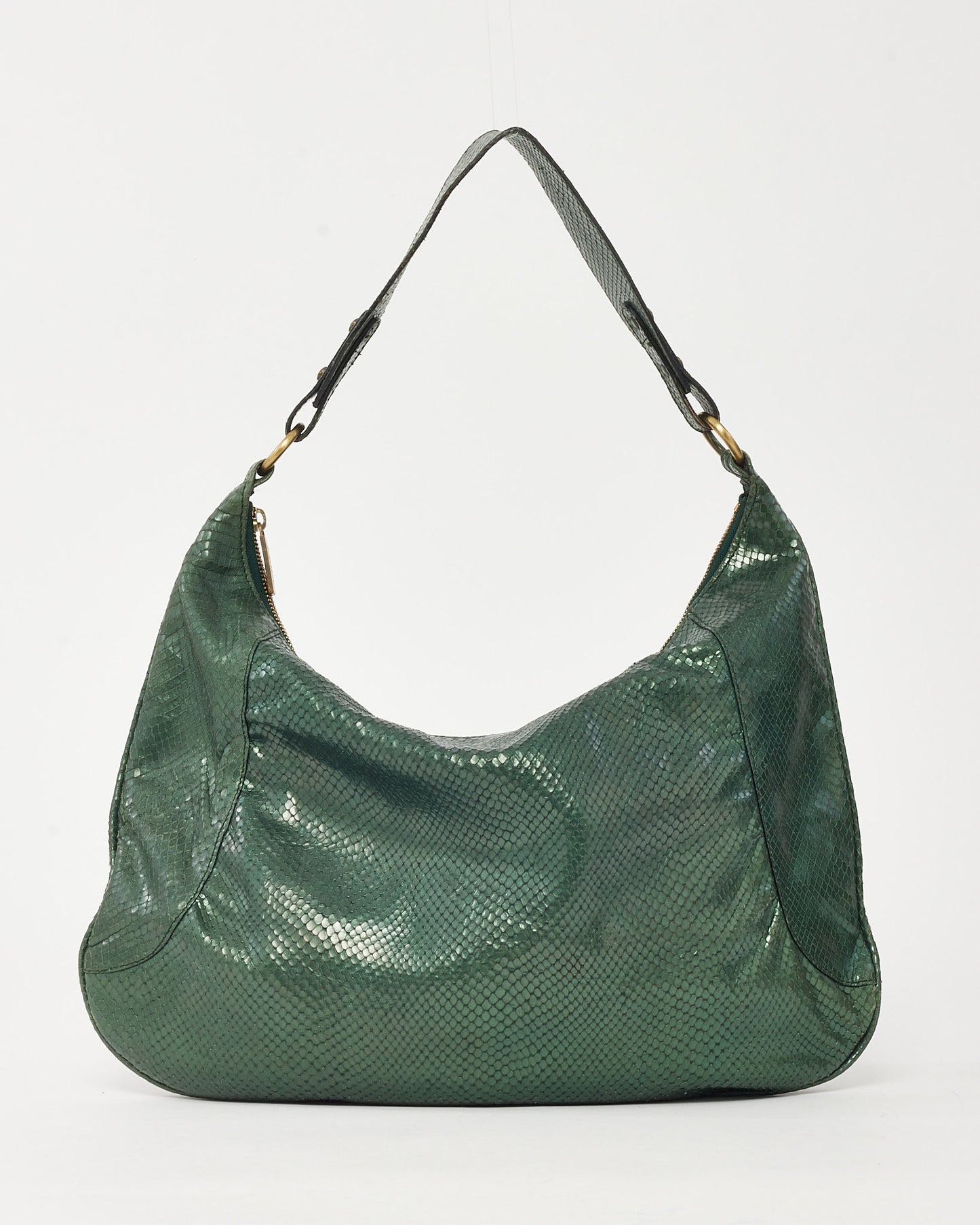 Burberry Metallic Green Python Hobo Shoulder Bag