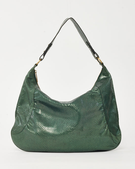 Burberry Metallic Green Python Hobo Shoulder Bag