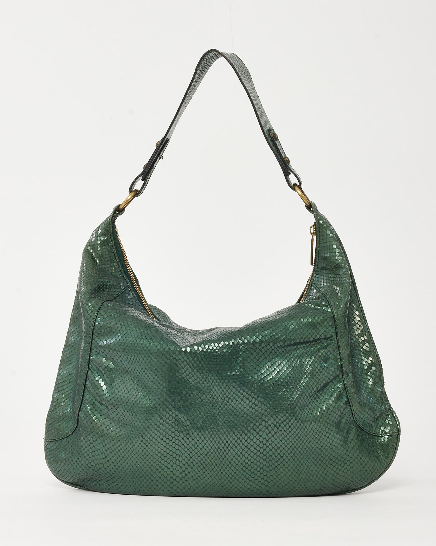 Burberry Metallic Green Python Hobo Shoulder Bag