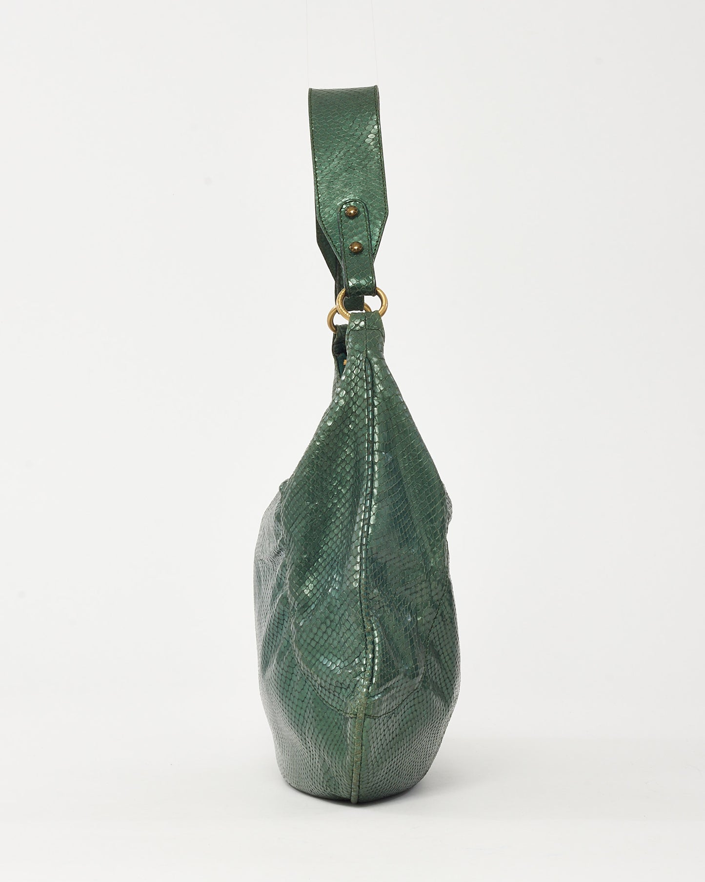 Burberry Metallic Green Python Hobo Shoulder Bag