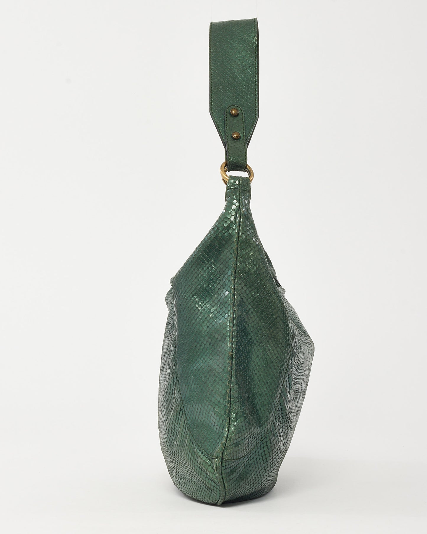 Burberry Metallic Green Python Hobo Shoulder Bag