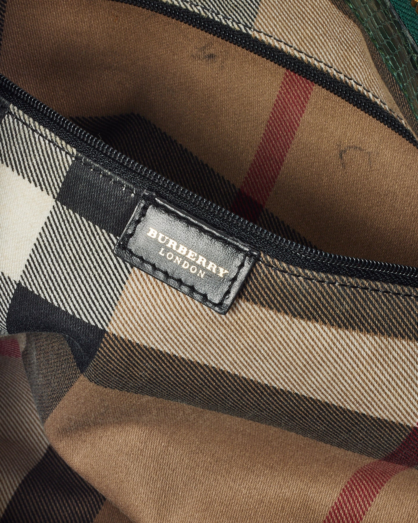 Burberry Metallic Green Python Hobo Shoulder Bag