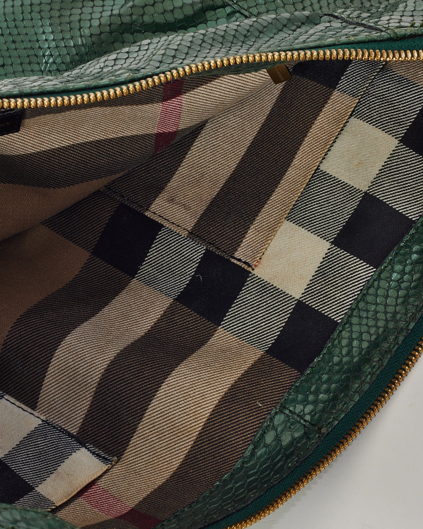 Burberry Metallic Green Python Hobo Shoulder Bag