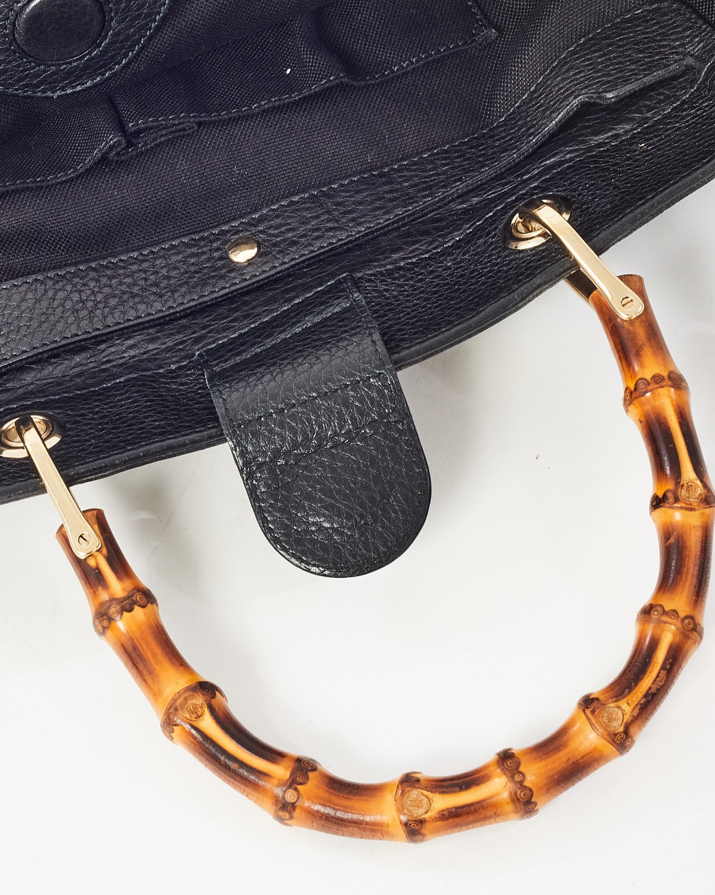 Gucci Black Pebbled Calfskin Leather Large Bamboo Handle Shopper Tote with Strap