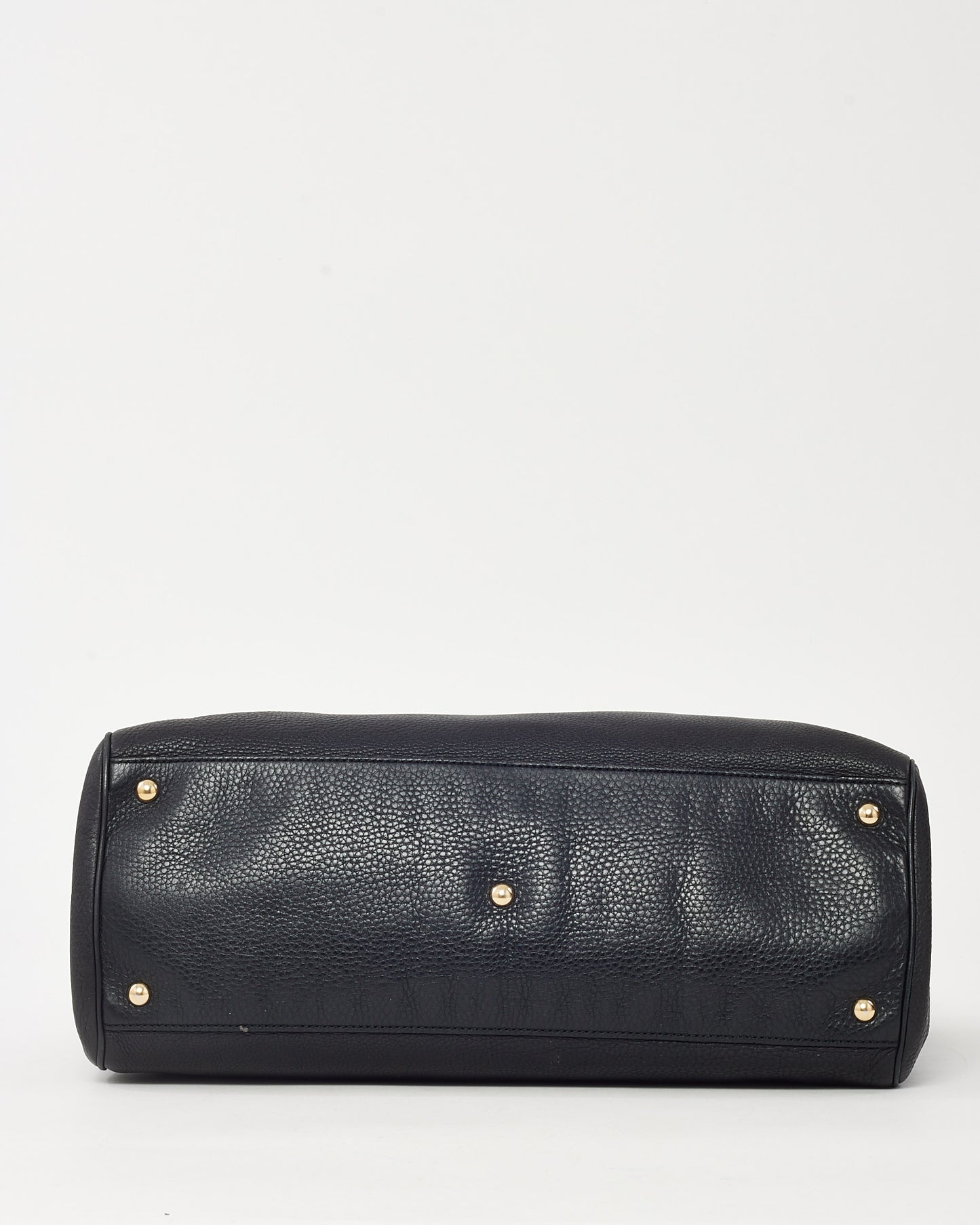 Gucci Black Pebbled Calfskin Leather Large Bamboo Handle Shopper Tote with Strap