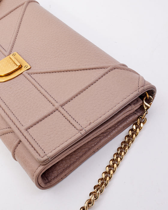 Dior Beige Grained Leather Diorama Wallet On Chain Clutch Bag