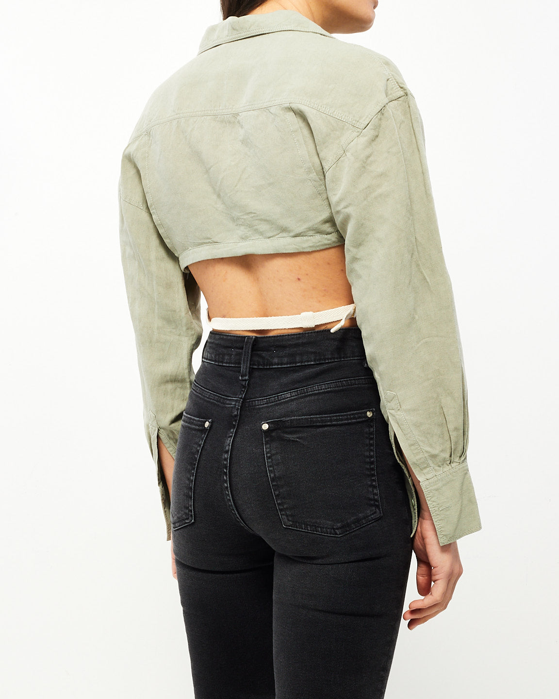 Jacquemus Green Linen Cropped Utility Blouse - 36