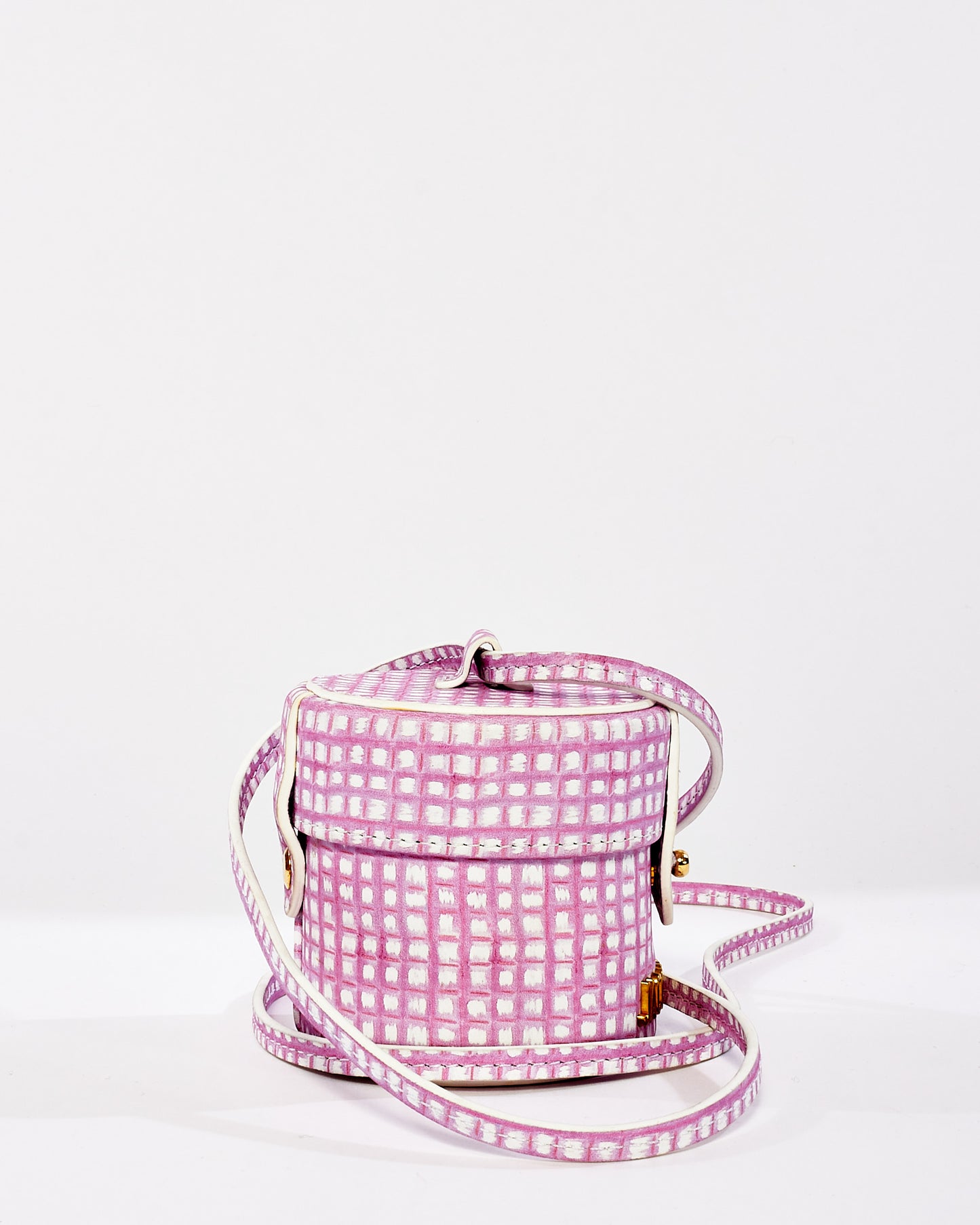 Jacquemus Pink Gingham Canvas Micro "Le Vanity" Bag