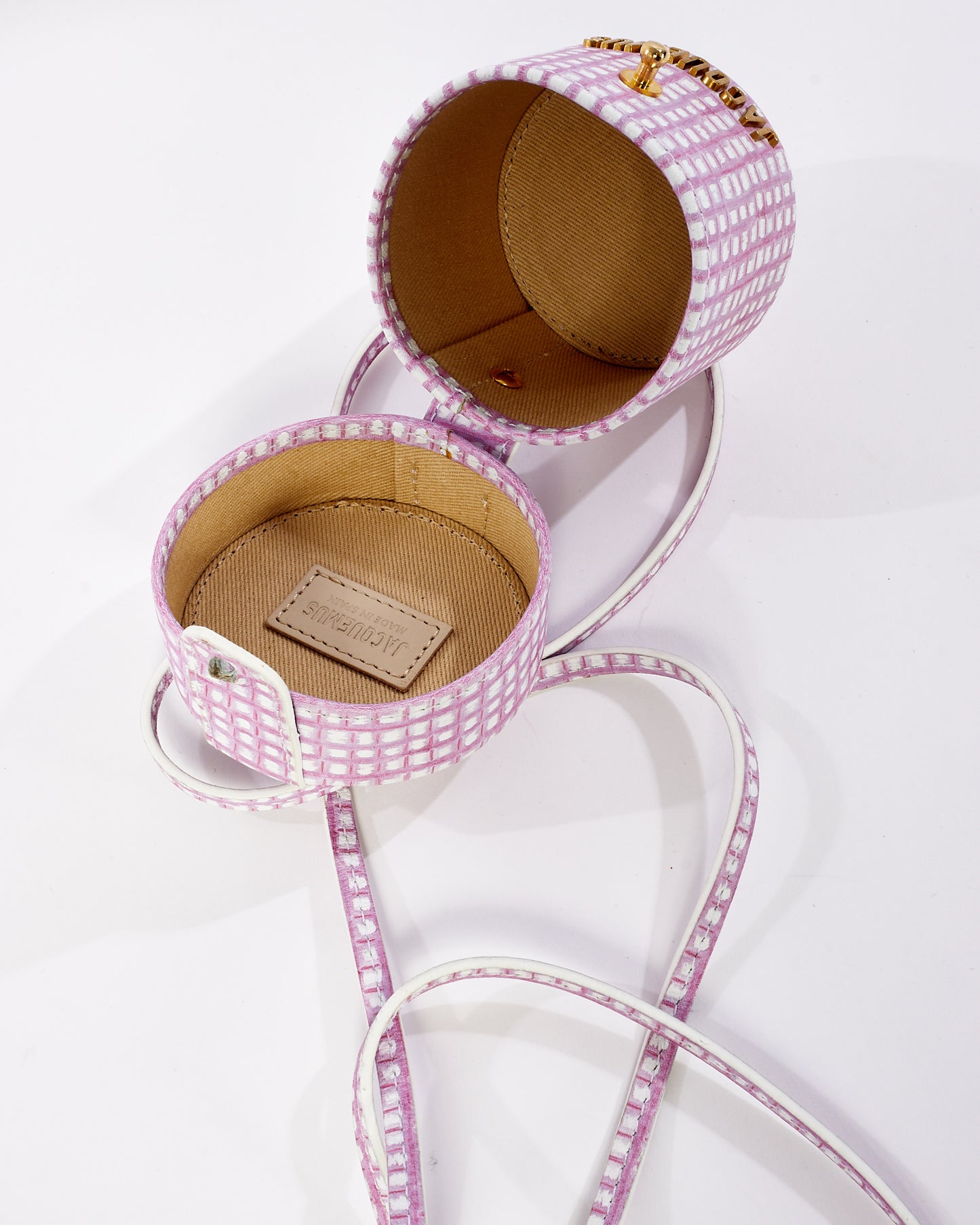 Jacquemus Pink Gingham Canvas Micro "Le Vanity" Bag