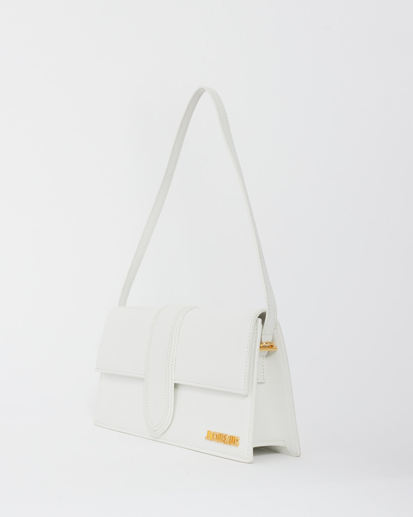 Jacquemus White Leather 'Le Bambino Long' Shoulder Bag
