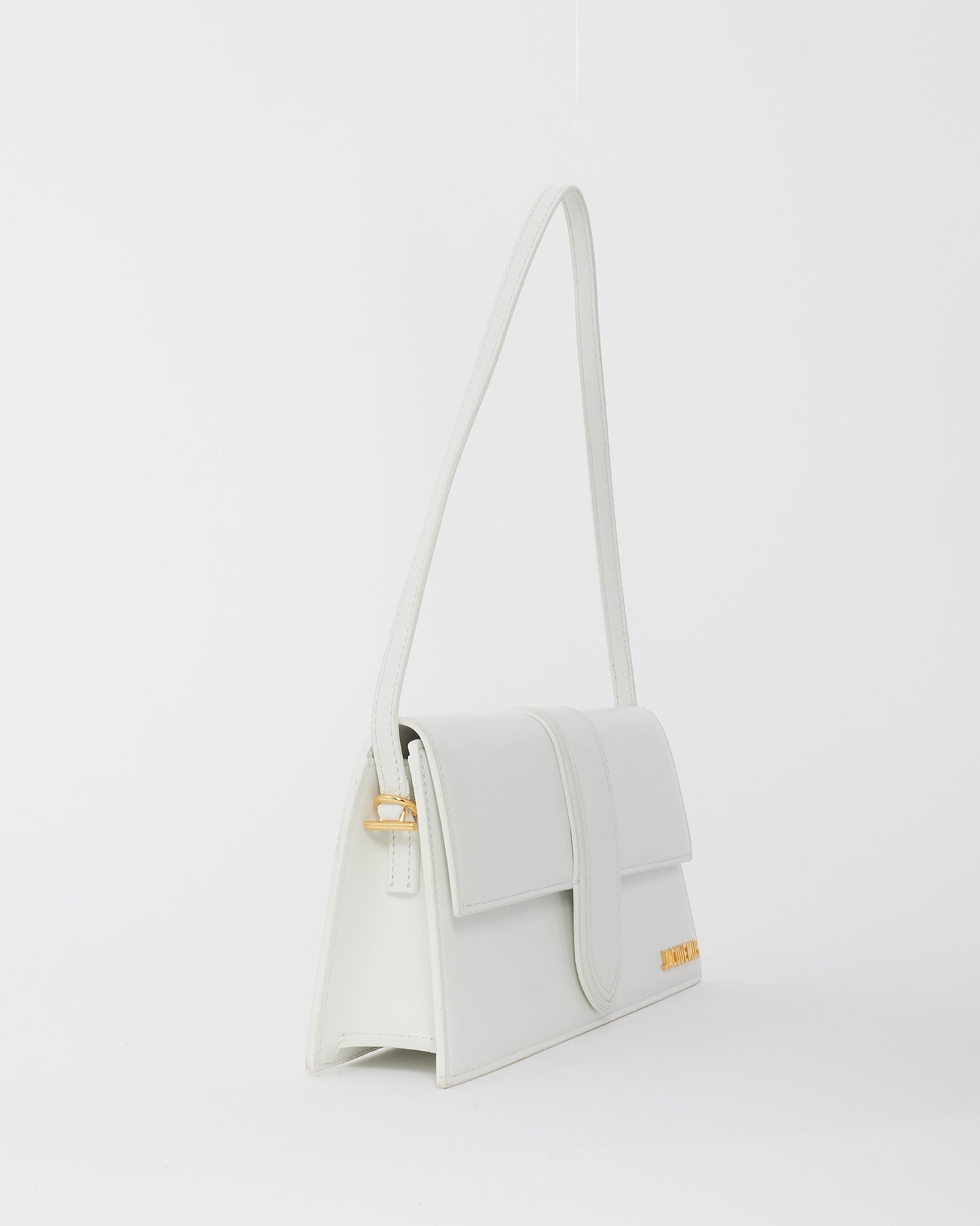 Jacquemus White Leather 'Le Bambino Long' Shoulder Bag