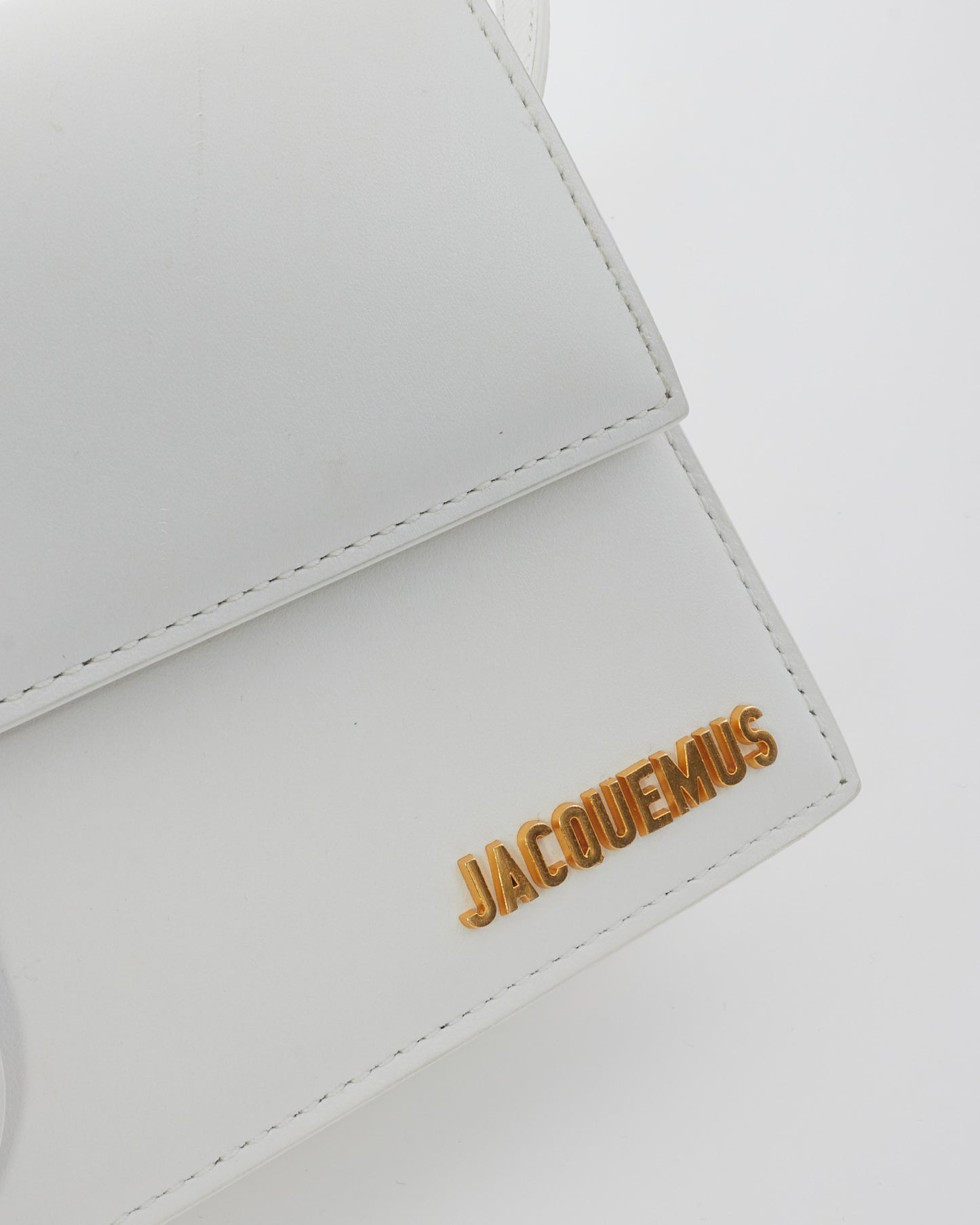 Jacquemus White Leather 'Le Bambino Long' Shoulder Bag