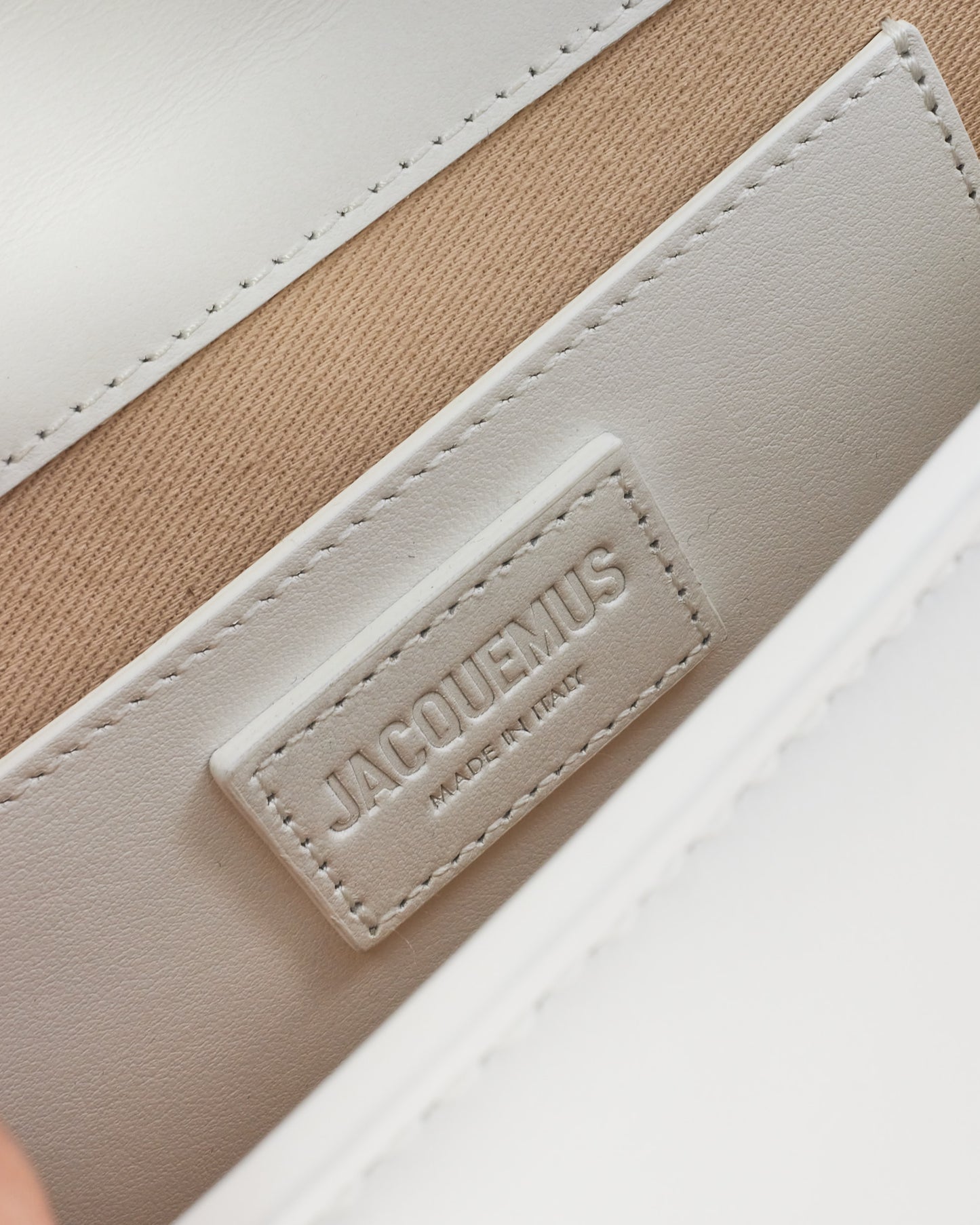 Jacquemus White Leather 'Le Bambino Long' Shoulder Bag
