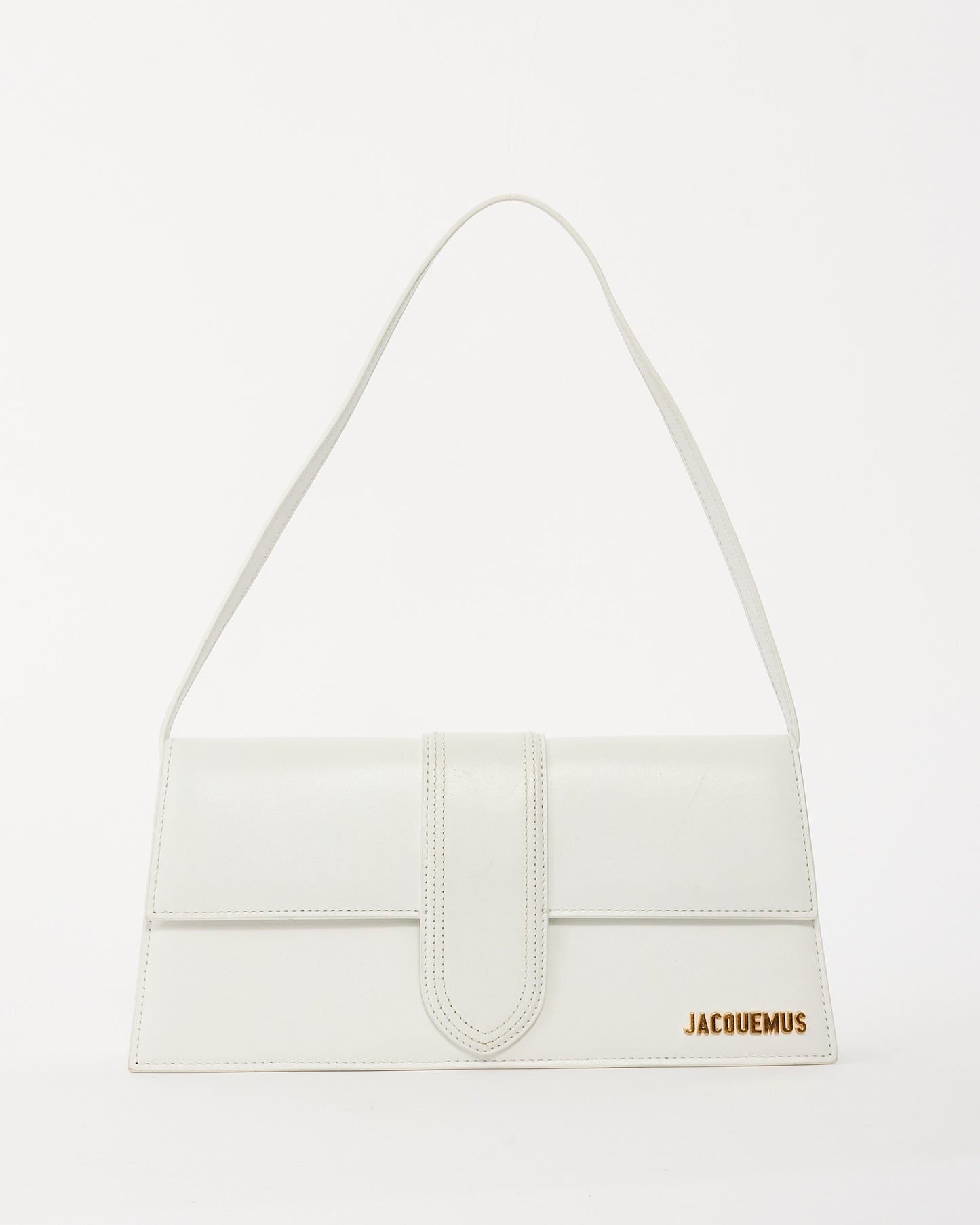 Jacquemus White Leather 'Le Bambino Long' Shoulder Bag