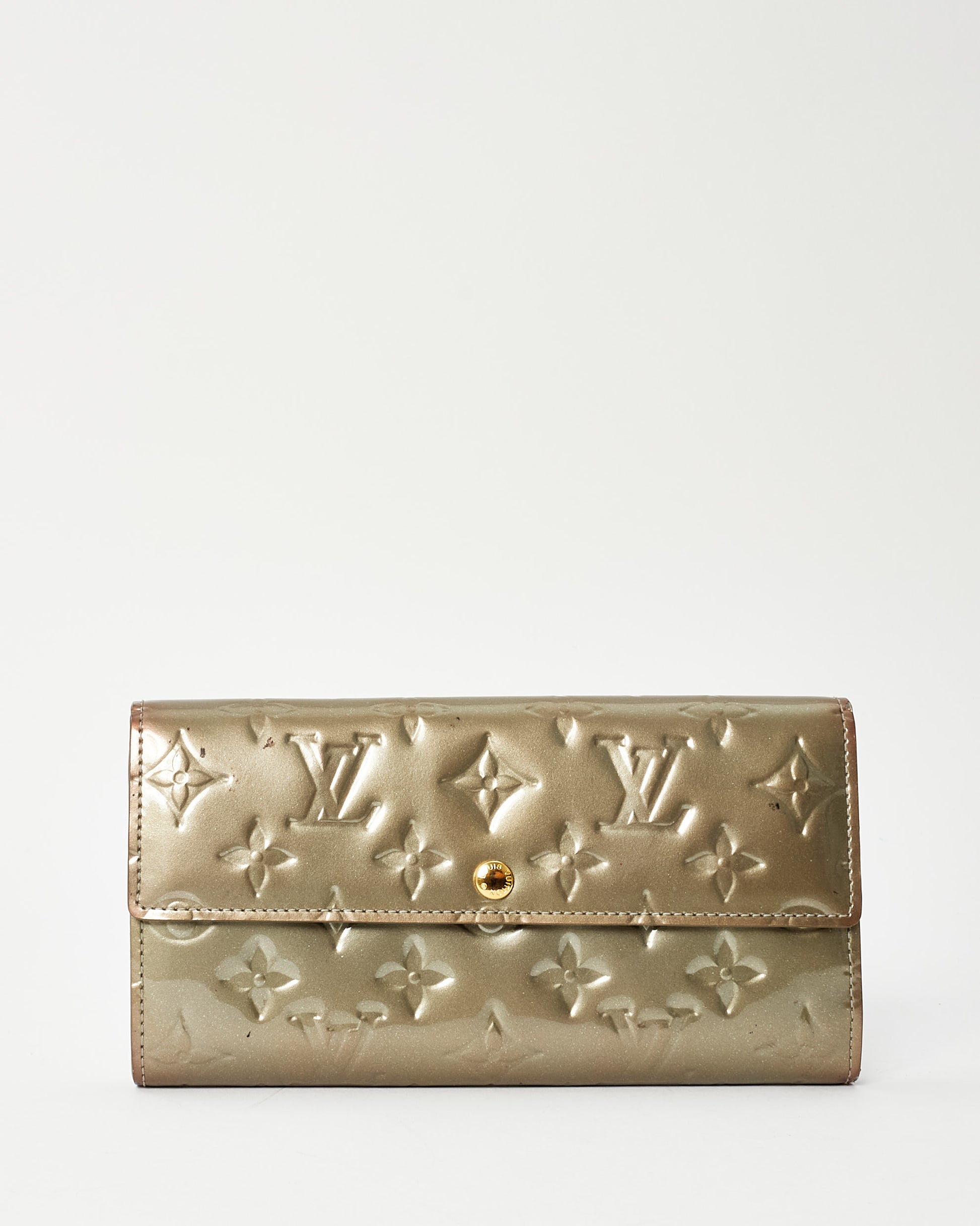 Buy Louis Vuitton Grey Monogram Vernis Patent Leather Sarah Wallet