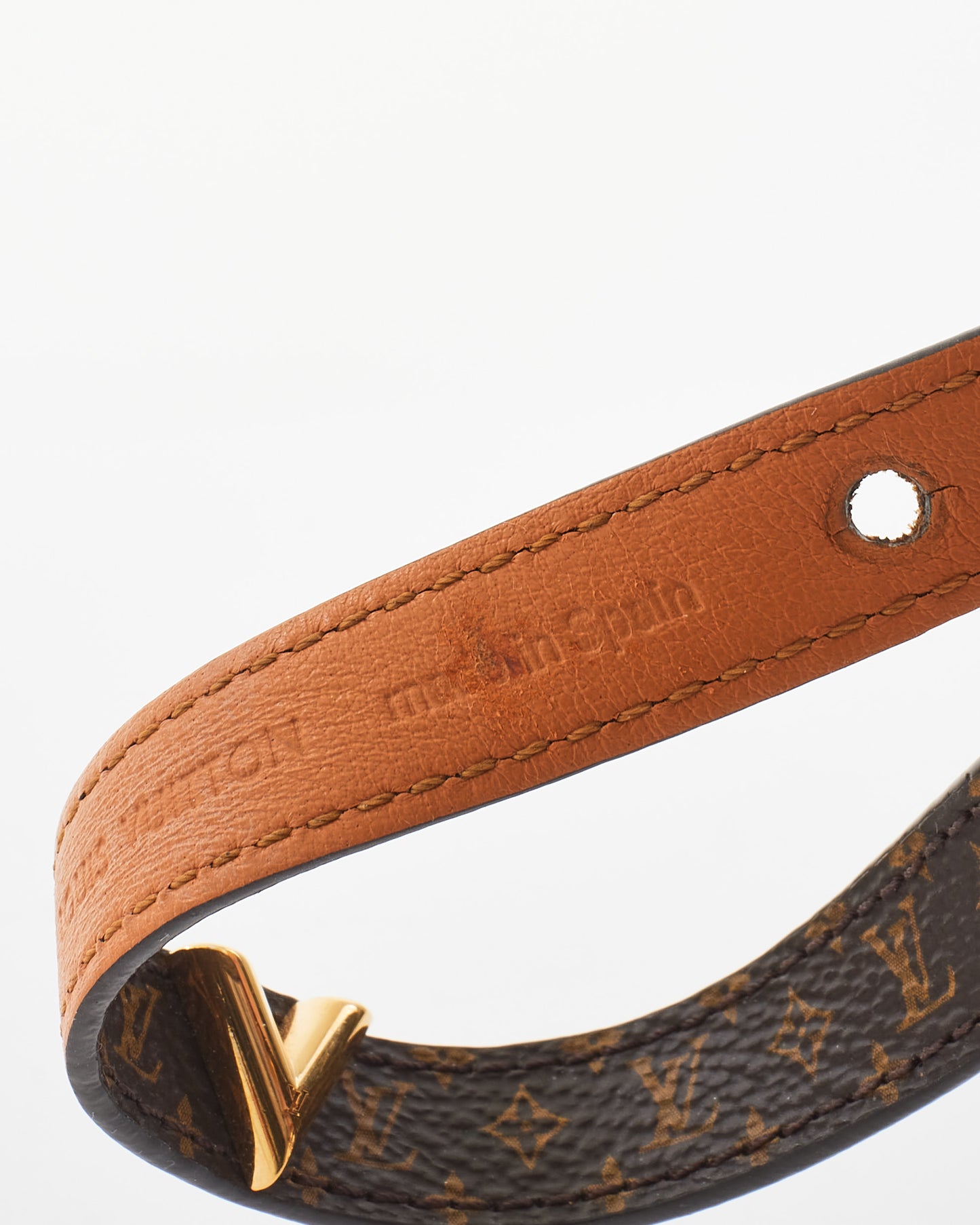 Louis Vuitton Monogram Leather Essential V Bracelet - 17